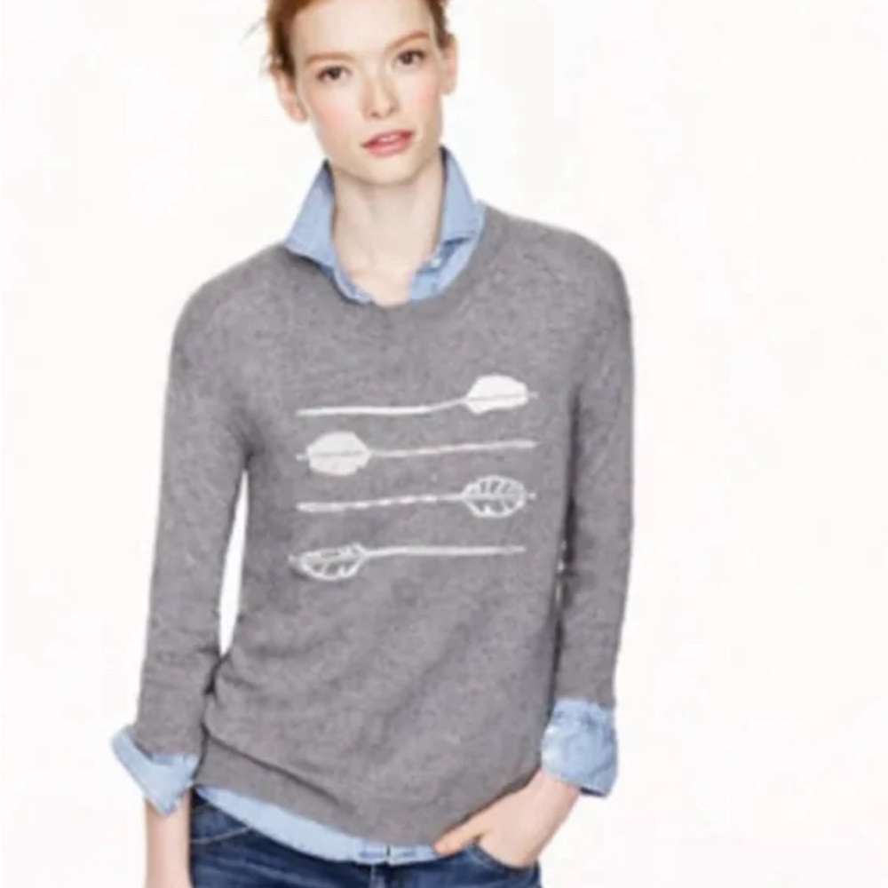 J. CREW Wool Blend Arrows Graphic Sweater Womens Size S‎